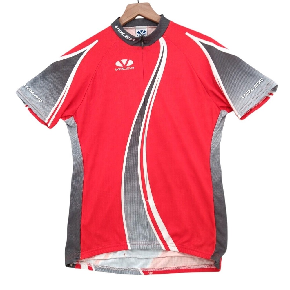 Voler Cycling Jersey Mens M Red Short Sleeve Full Zip Graphic Bike Shirt Active
